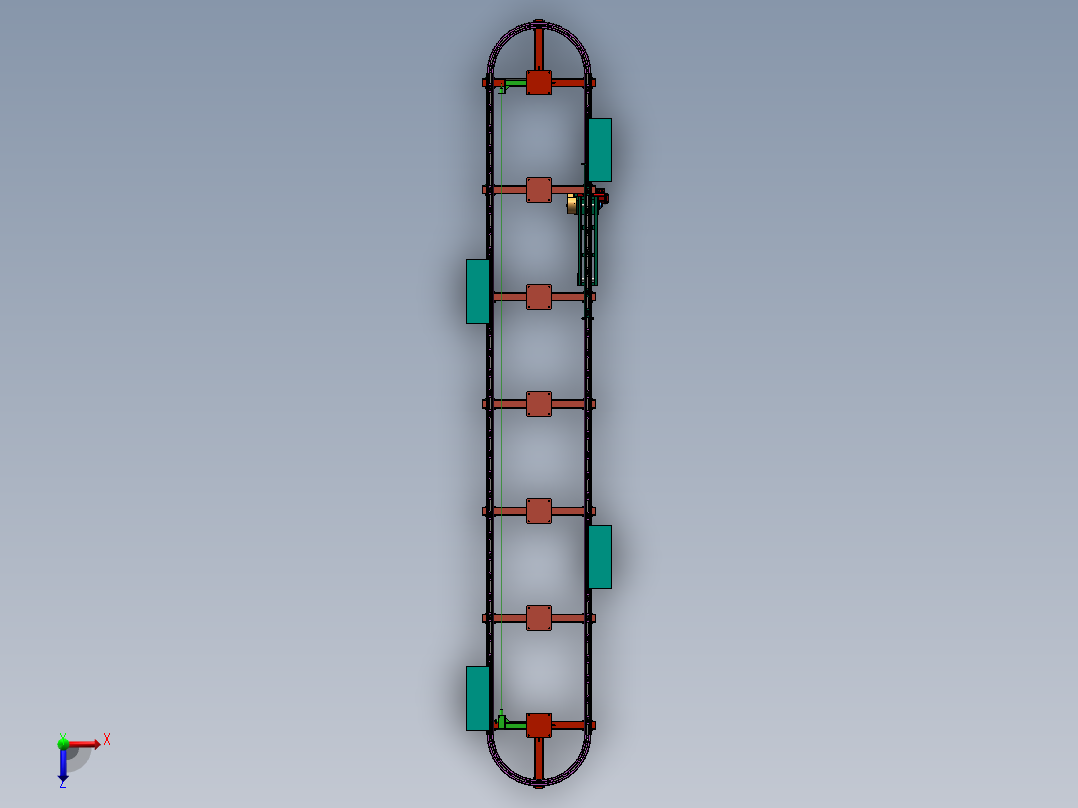 悬挂链输送线sw18可编辑俯视图