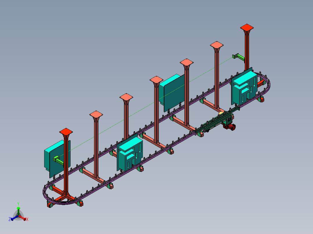 悬挂链输送线sw18可编辑正等轴测图