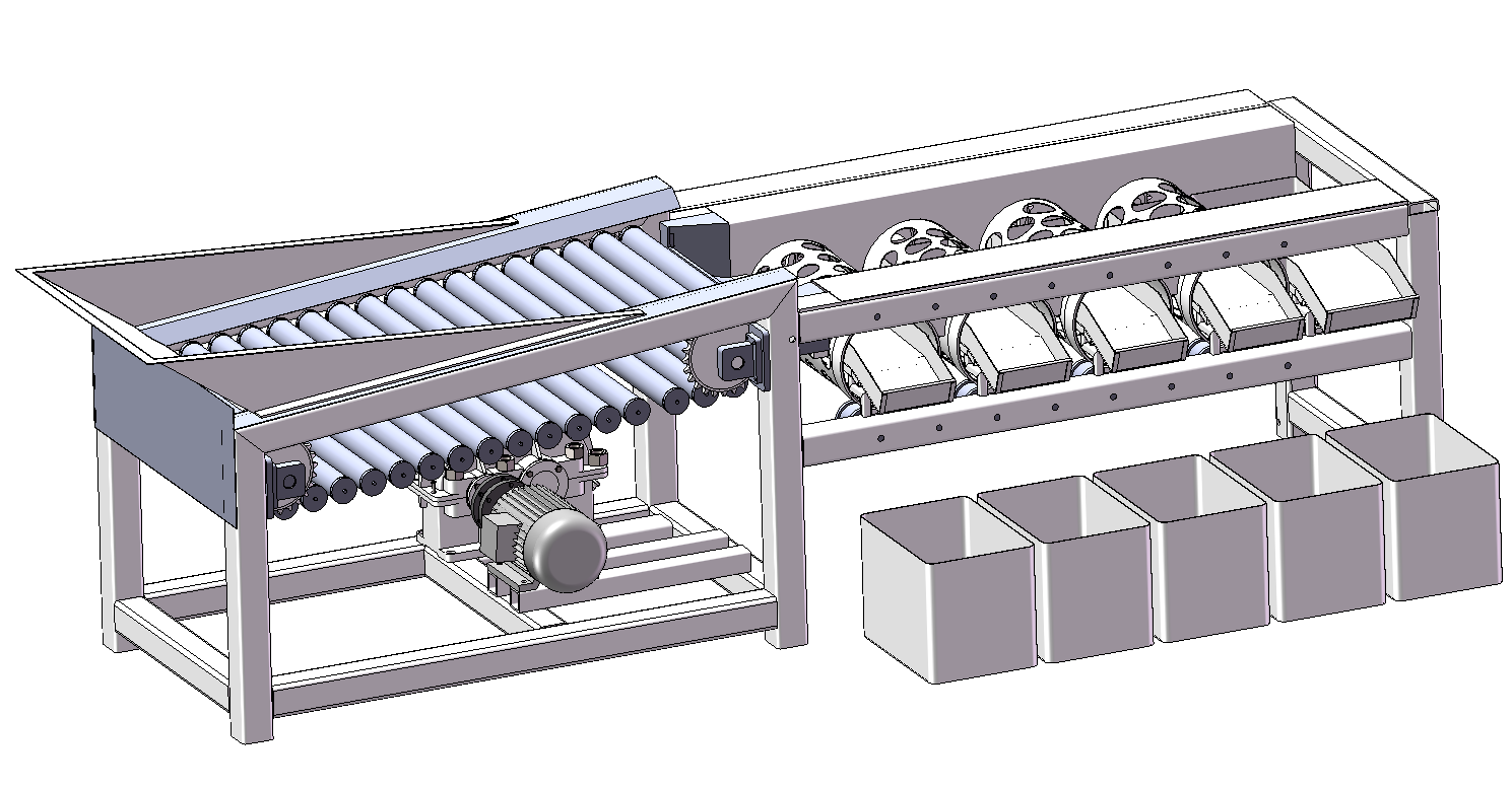 橙子滚筒式分级机设计分选机3D+CAD装配图 零件图