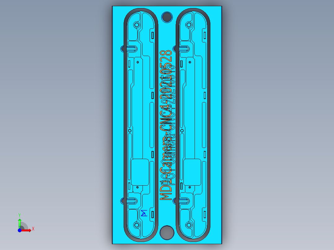 电脑摄像头保护盖铣内腔+落料UG编程程序模型前视图