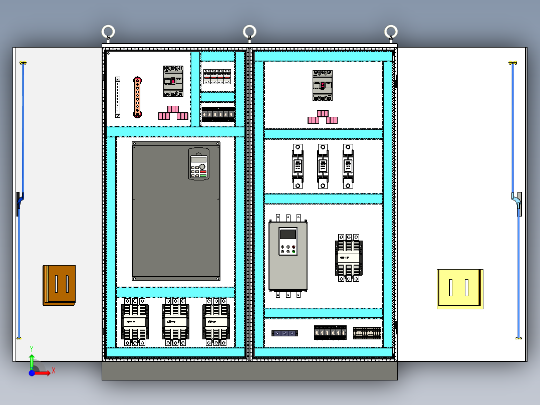 双柜组装变频器星三角软启动旁路控制柜前视图
