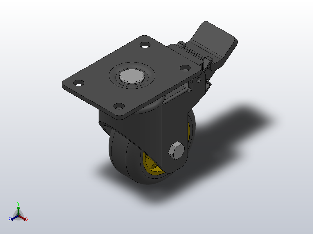 Z11-01C-075-402B中型轮[B11-01-075-402B]脚轮正等轴测图