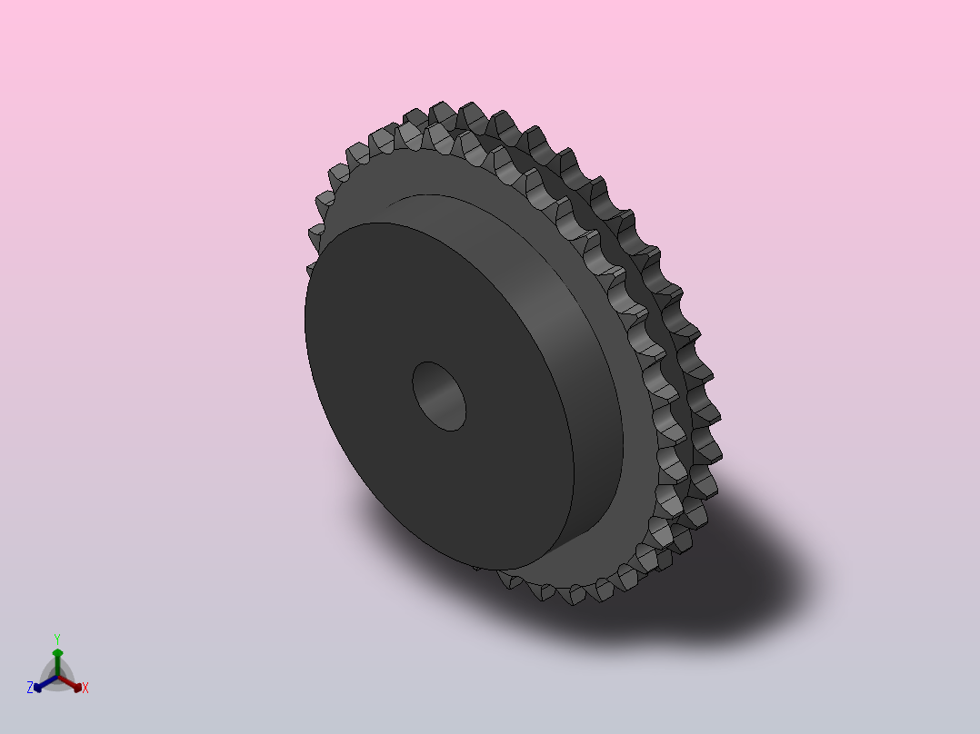 直孔链轮06B型_35-06B-2正等轴测图