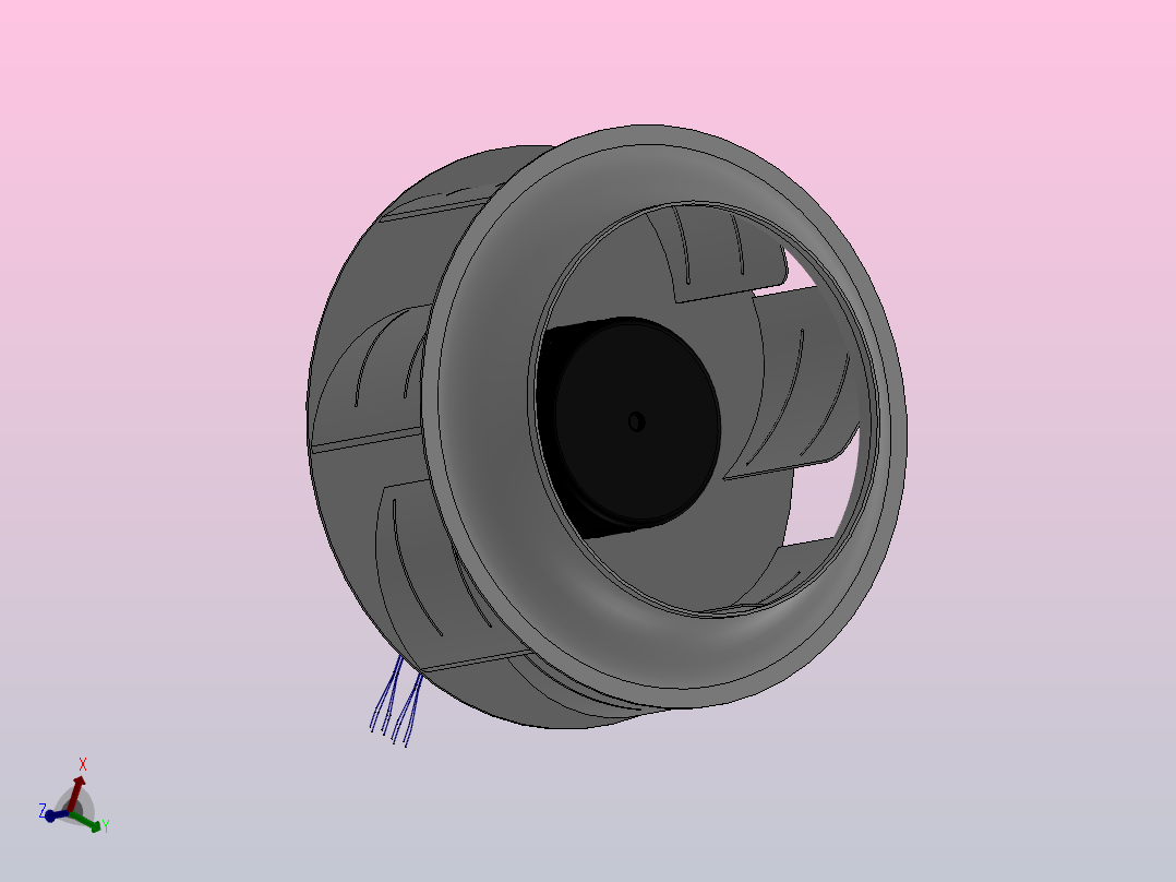 EC后倾离心风扇 355mm[ECB355A230]正等轴测图