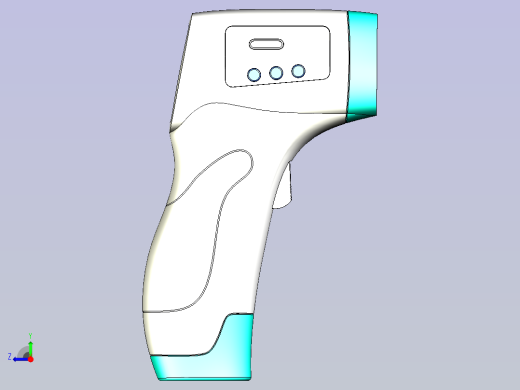 医用额温枪测温枪3D模型右视缩略图