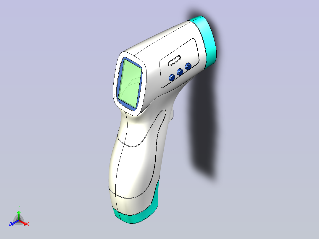 医用额温枪测温枪3D模型正等轴测图