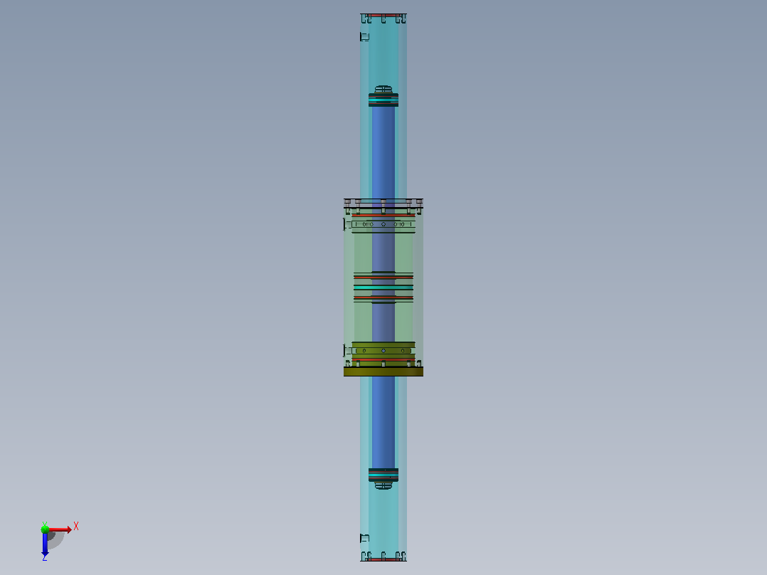 一种液驱增压缸设计（SW+CAD+说明书）俯视图