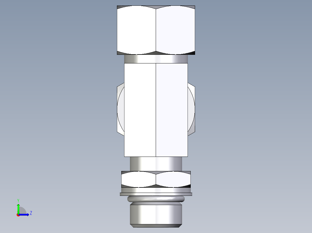 卡套式工业通用硬管接头EO_Adjustable_locknut_run_tee_LEE15ZLMORCF左视图