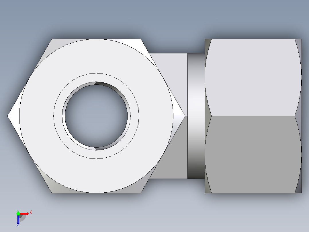 卡套式工业通用硬管接头EO_Adjustable_locknut_run_tee_LEE15ZLMORCF俯视图