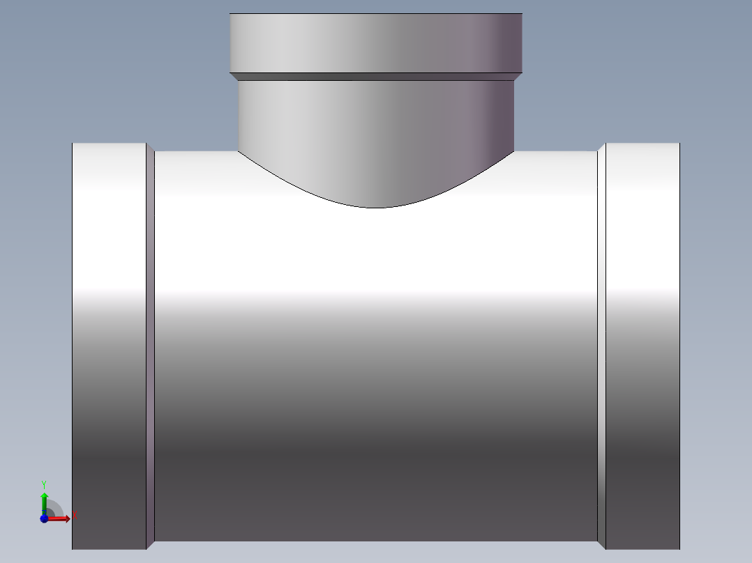 三通-异径 DN40-DN25前视图