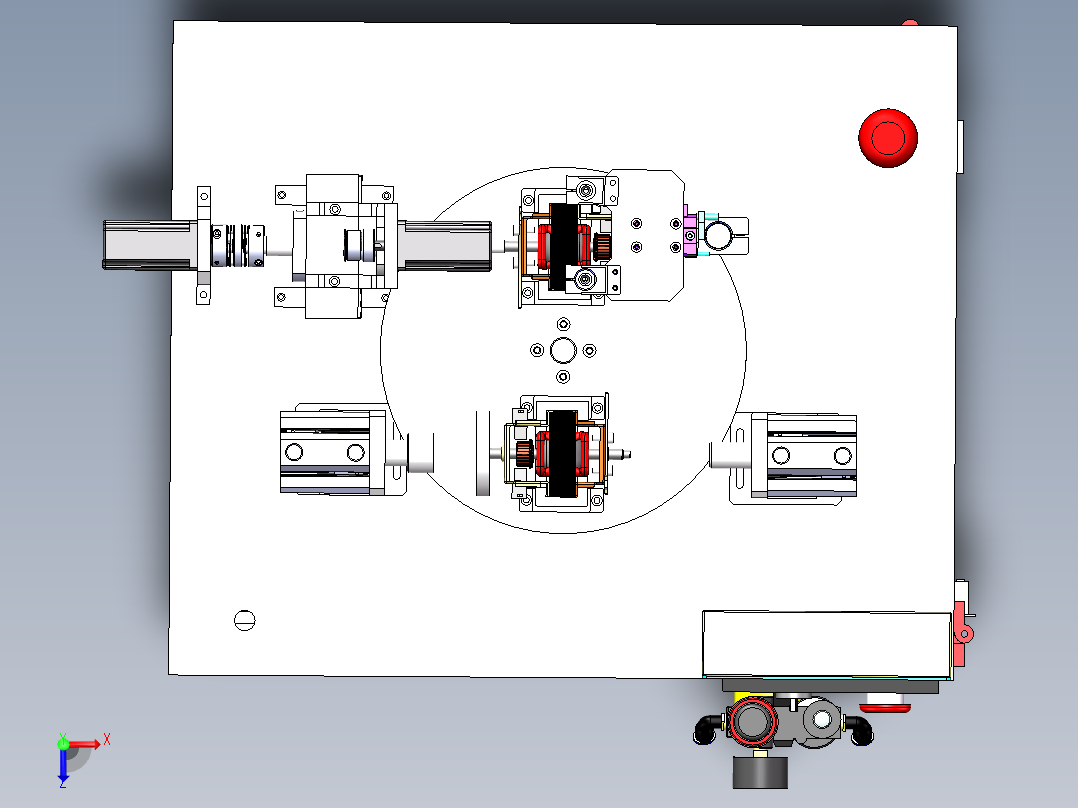电机检测设备装配体俯视图