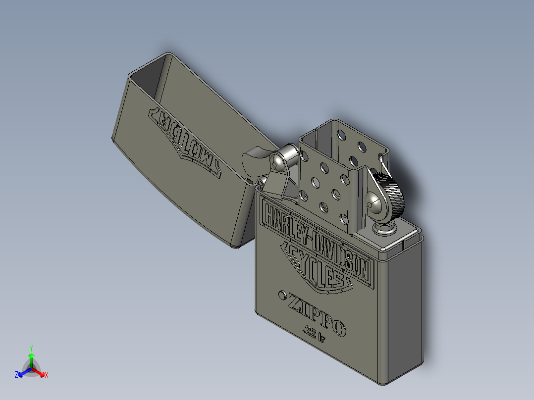 Zippo打火机正等轴测图