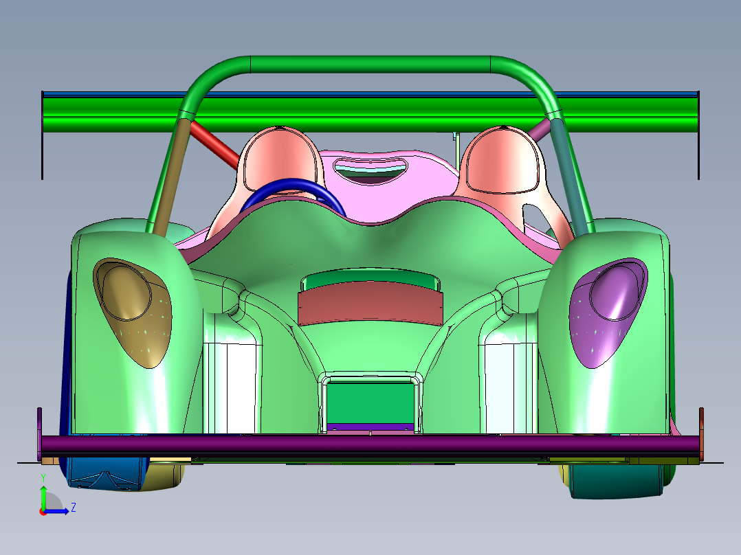 高下压力赛道跑车左视图