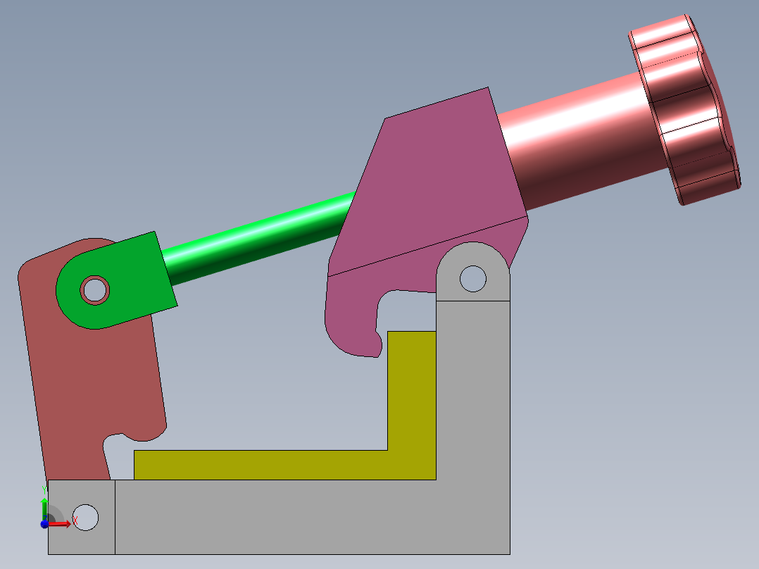L形物料加紧机构及仿真动画前视图