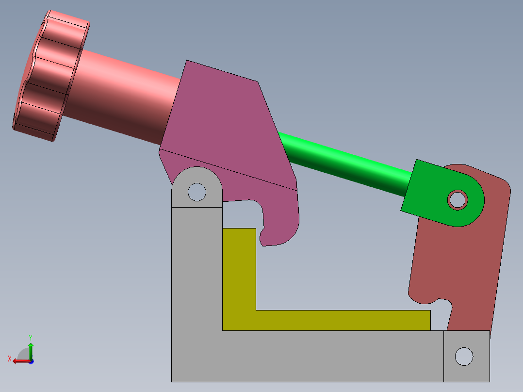 L形物料加紧机构及仿真动画后视图