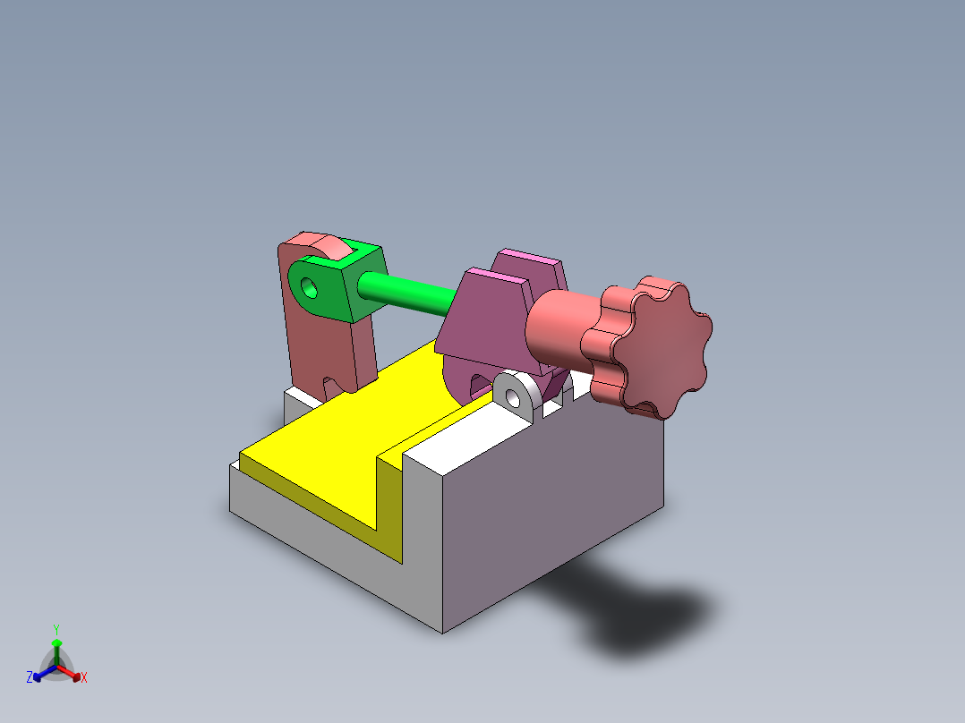 L形物料加紧机构及仿真动画正等轴测图