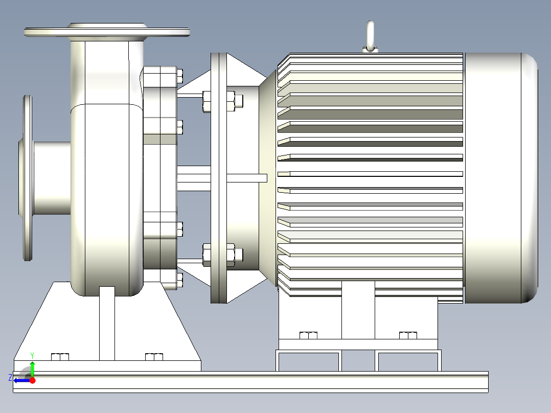 ISW╱IHW系列管道离心泵[ISW40-100]右视图