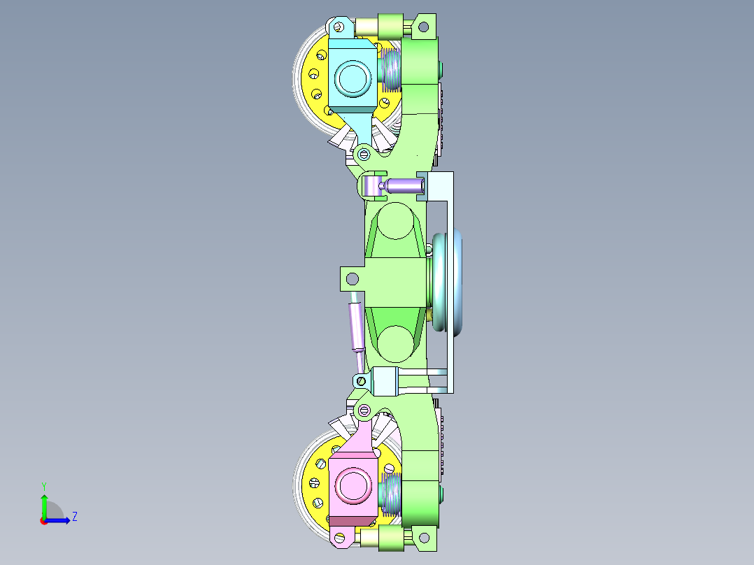 高速轨道车转向架左视图