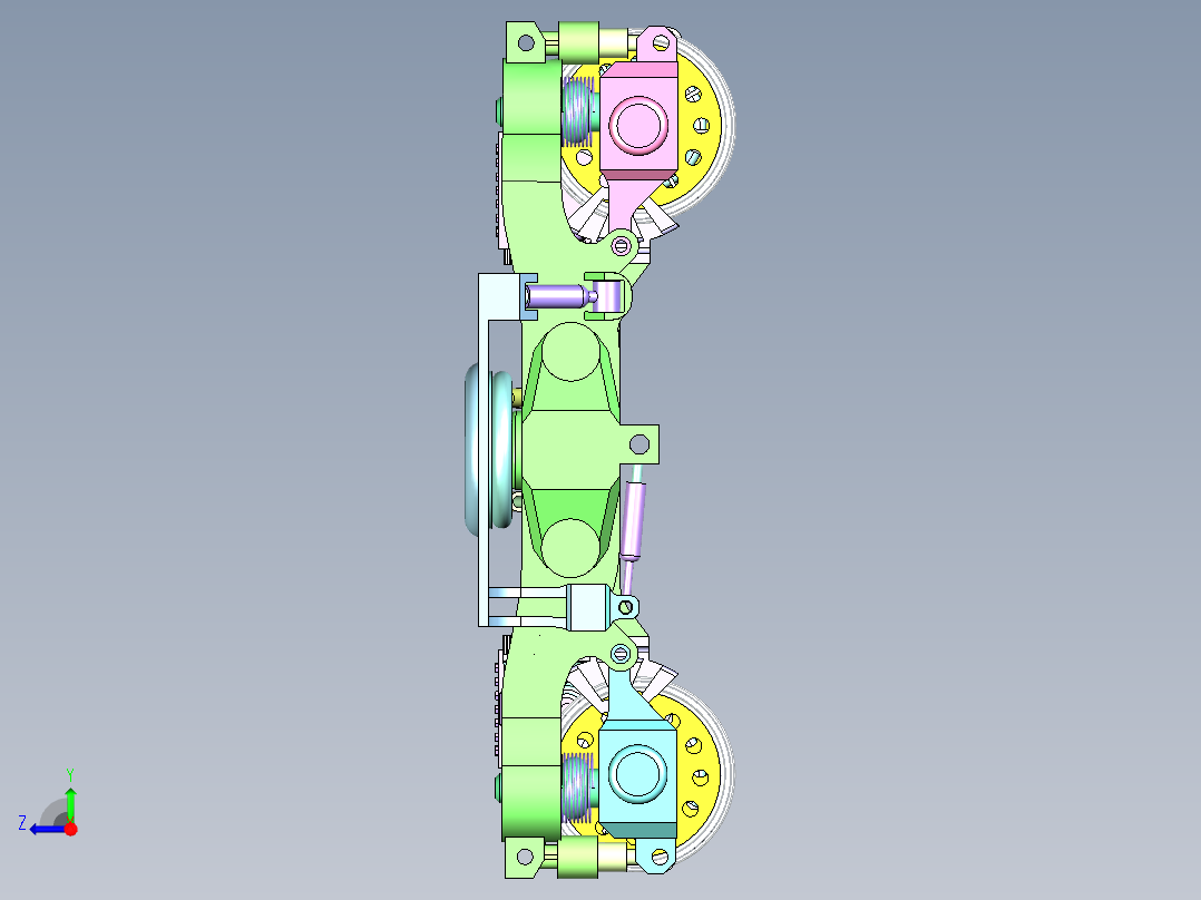 高速轨道车转向架右视图