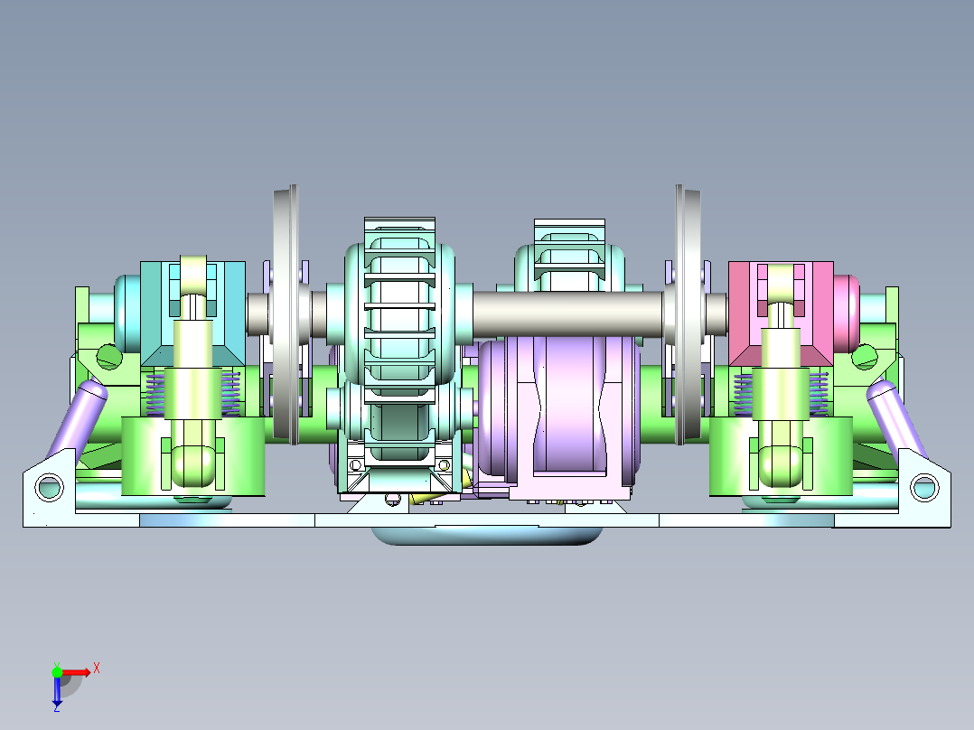 高速轨道车转向架俯视图