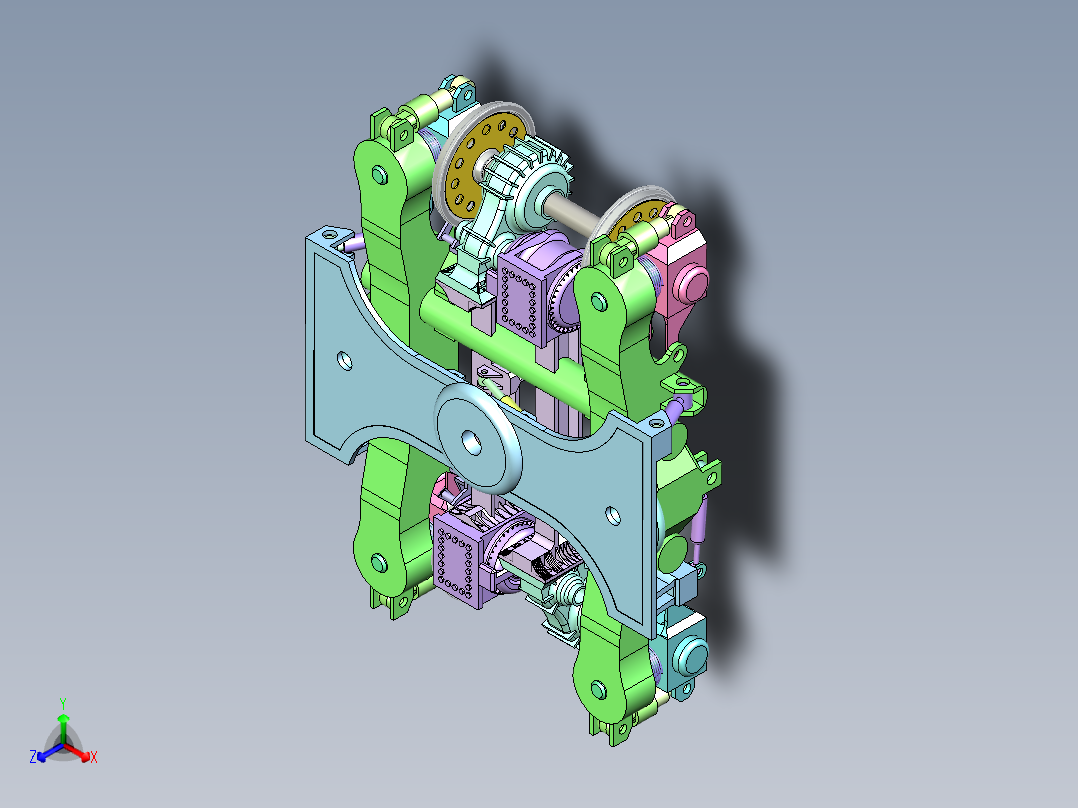 高速轨道车转向架正等轴测图