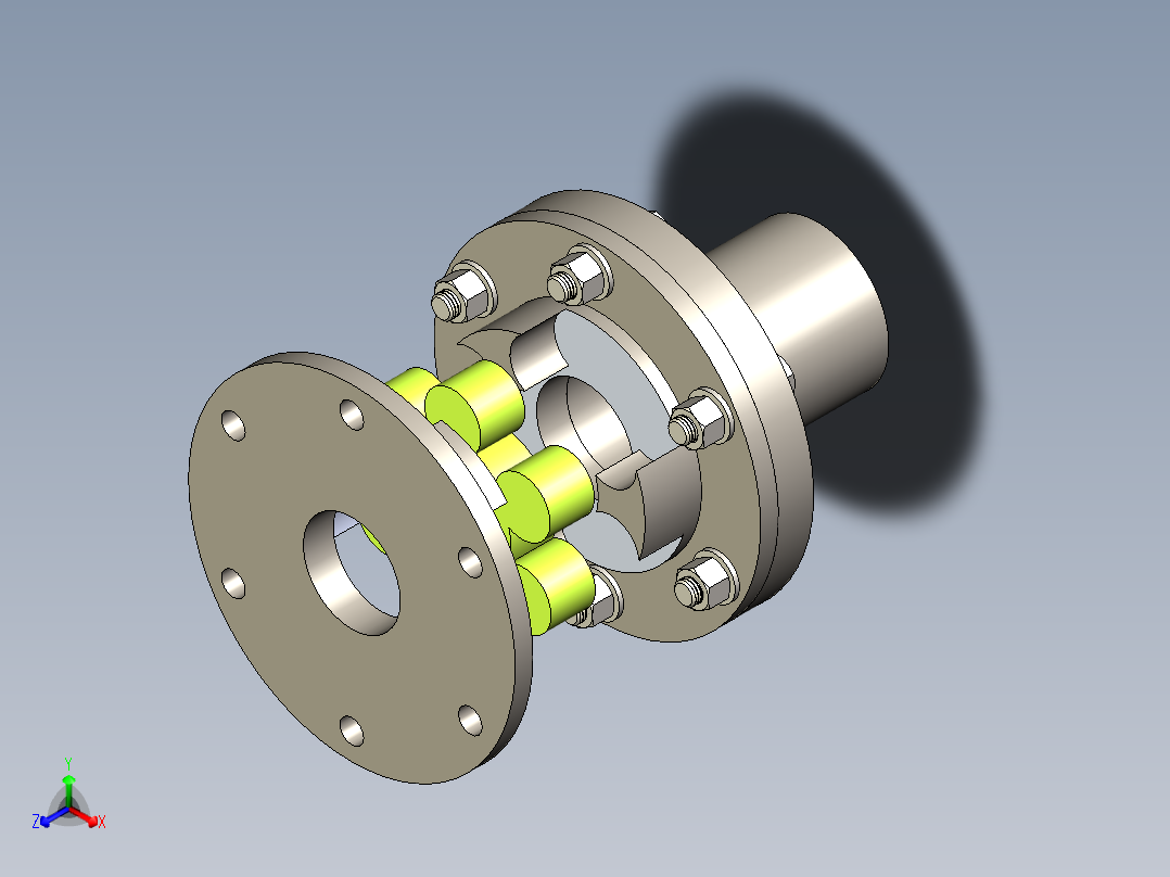 耦合联轴器正等轴测图