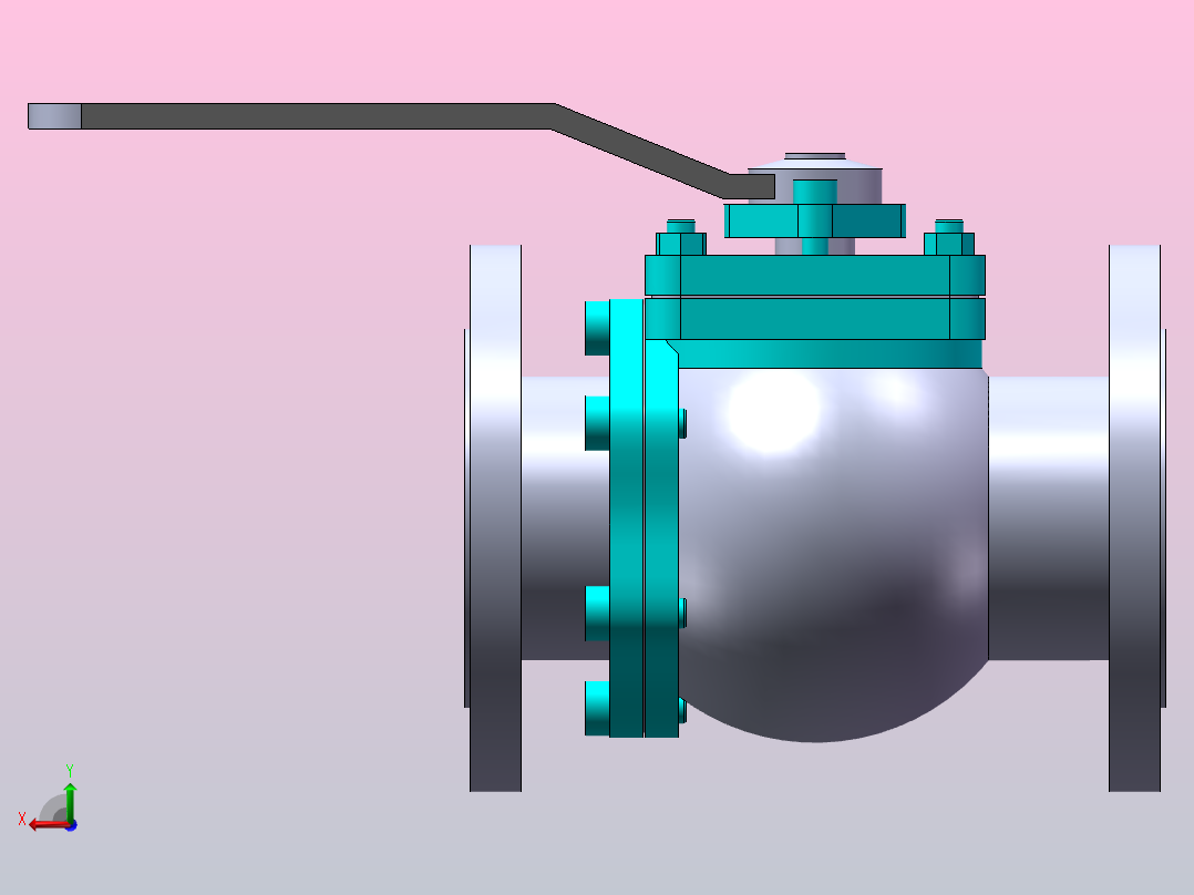 法兰连接球阀[80]后视图