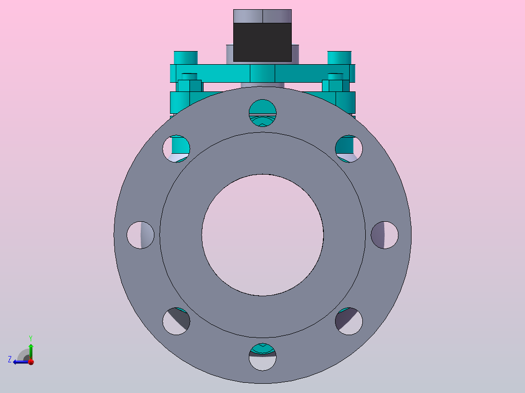 法兰连接球阀[80]右视图