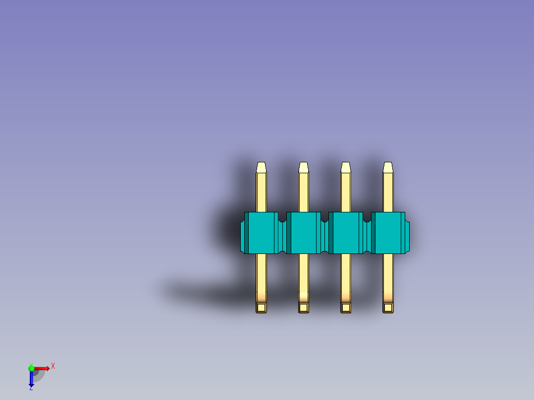 DS1022彩色排针 100mil(2.54mm) 类型U(3.0x6.0x6.05mm) 1Rx40pin 彩色 REV1.0俯视图