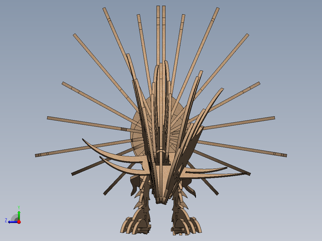 豪猪刺猬立体拼装模型3D图纸 Solidworks设计 附STEP IGS右视图