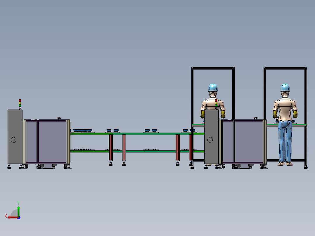 B22-产品组装倍速链流水线后视图