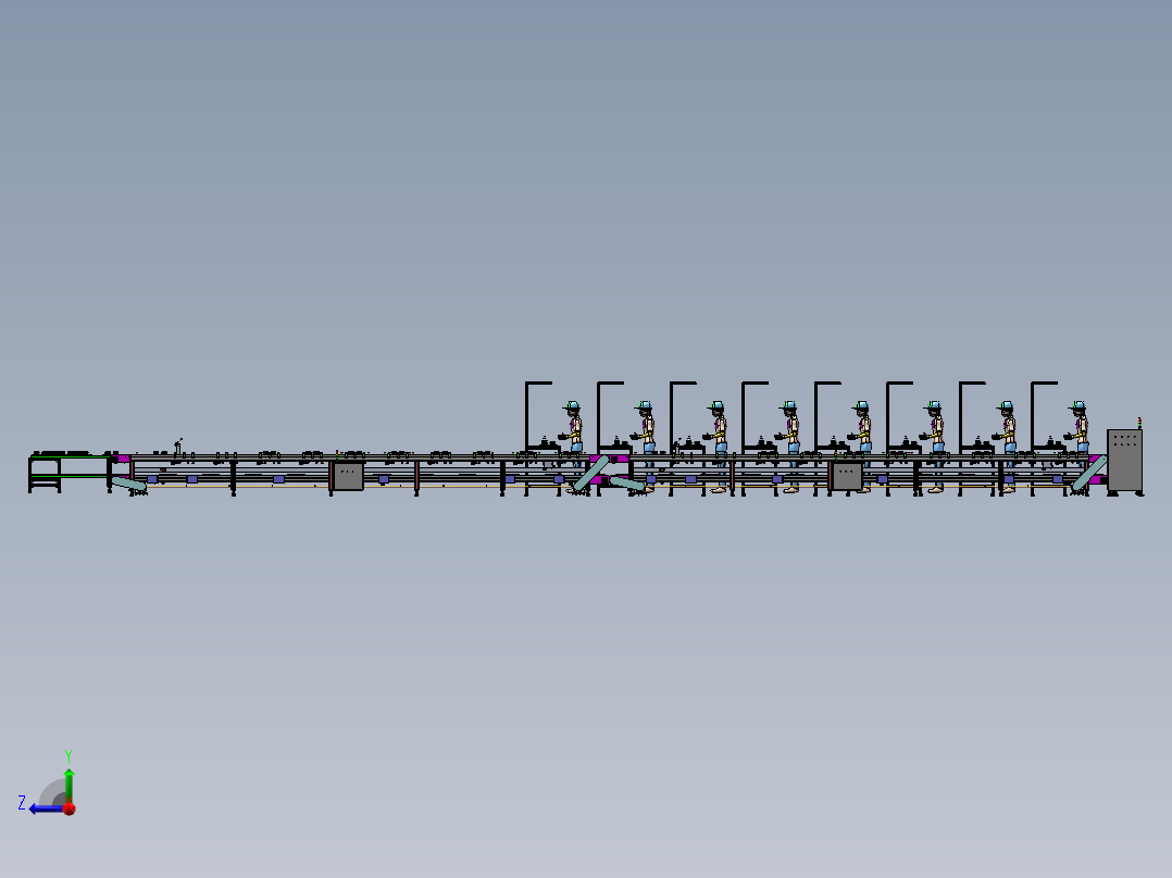 B22-产品组装倍速链流水线右视图