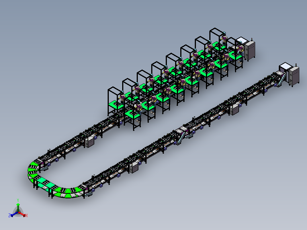 B22-产品组装倍速链流水线正等轴测图
