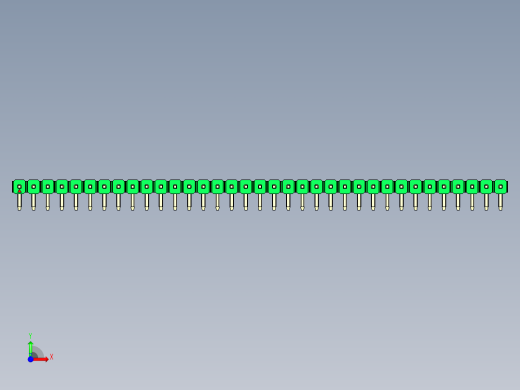 彩色公排针 100mil 2.54mm 系列-DS1022_green_1x35p_100mil_TypeD_rev1.0前视缩略图