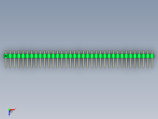 彩色公排针 100mil 2.54mm 系列-DS1022_green_1x35p_100mil_TypeD_rev1.0俯视缩略图
