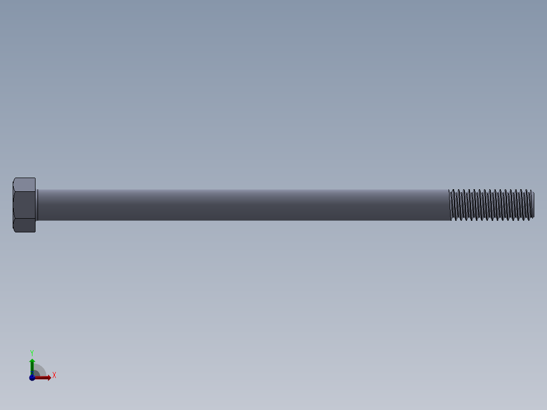 UNC 六角螺栓-Hex Bolt 0.375-16 x 6.SLDPRT前视图
