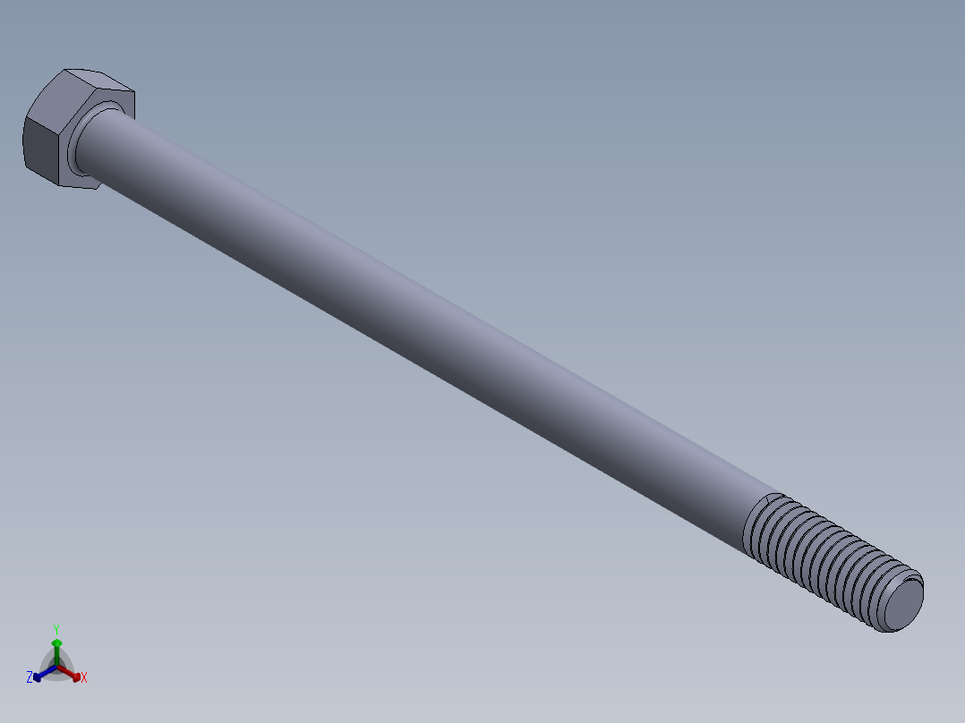 UNC 六角螺栓-Hex Bolt 0.375-16 x 6.SLDPRT正等轴测图