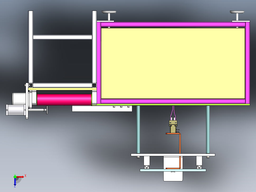 Q206-小型棒料直径快速检测装置的研究【三维SolidWorks】俯视图