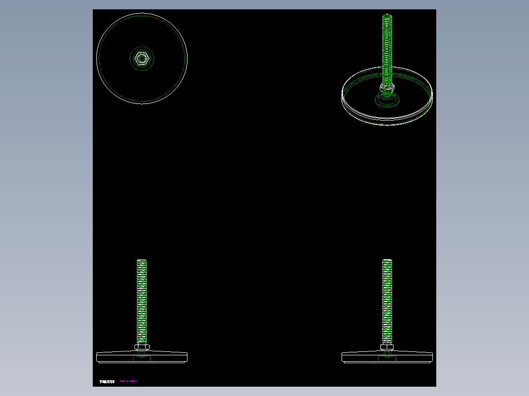 鋼製水平調整腳座408-2D多系列多零件图纸模型