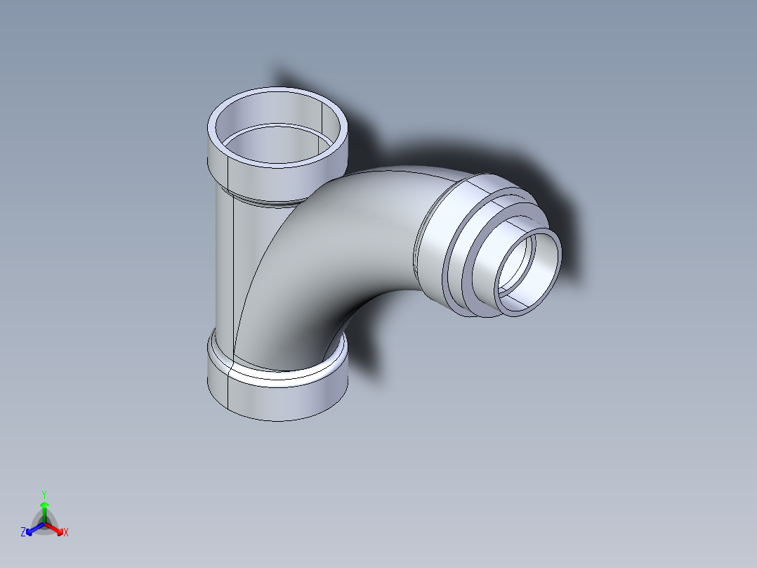 船舶管路系统S10_SeaDrainPLUS_LongTurnReducingTee-SxSxS_37E273032_3in Sea Drain Plus - Long Turn Reducing Tee - SxSxS主视图