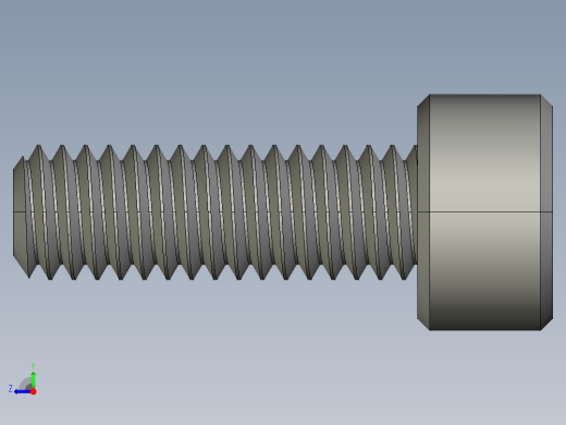 M4 x 0.7mm Thread 12mm LONG SOCKET HEAD CAP SCREW.STEP右视缩略图