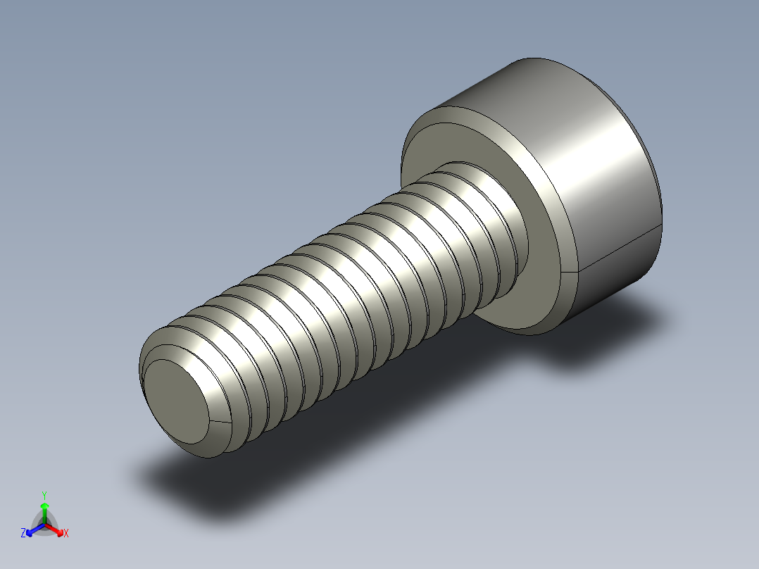 M4 x 0.7mm Thread 12mm LONG SOCKET HEAD CAP SCREW.STEP正等轴测图