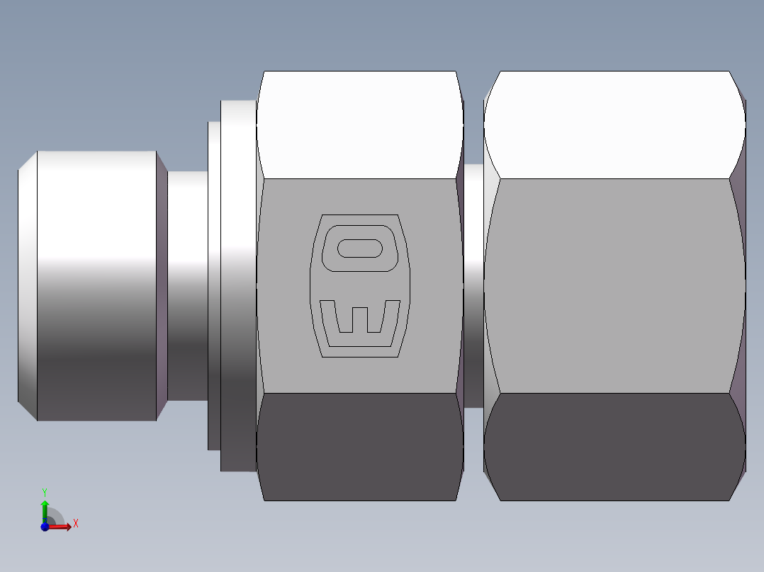 直通公制螺纹组合接头、2MD-16-18WD前视图
