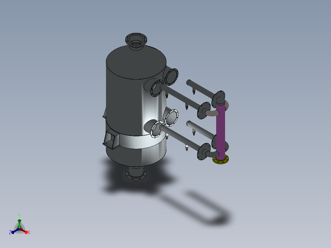 压力容积、喷射冷凝器是混合式冷凝器正等轴测图
