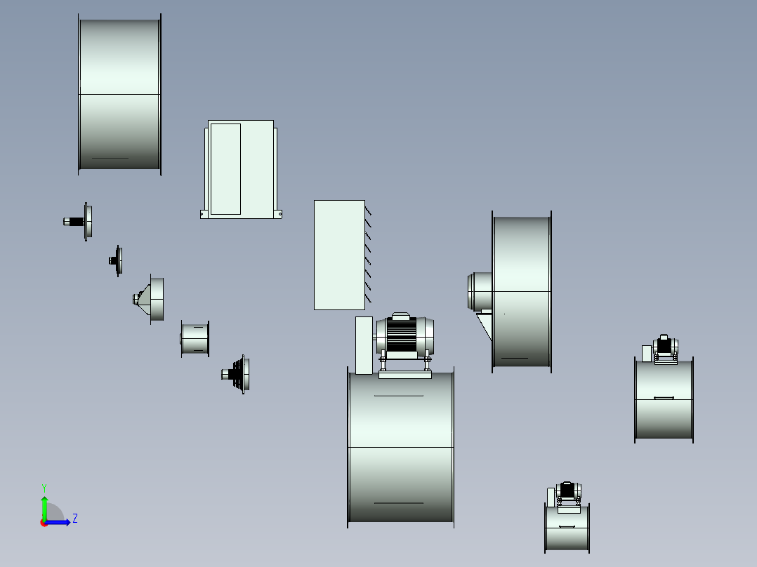 轴流风机3D数模左视图