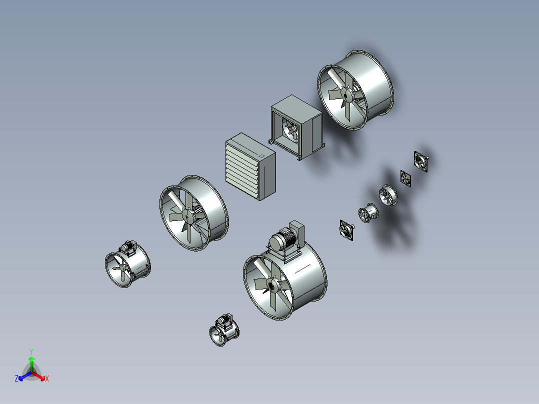 轴流风机3D数模正等轴测图