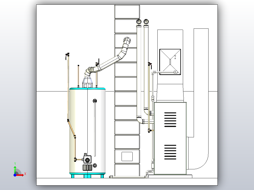 炉热水器布局前视图
