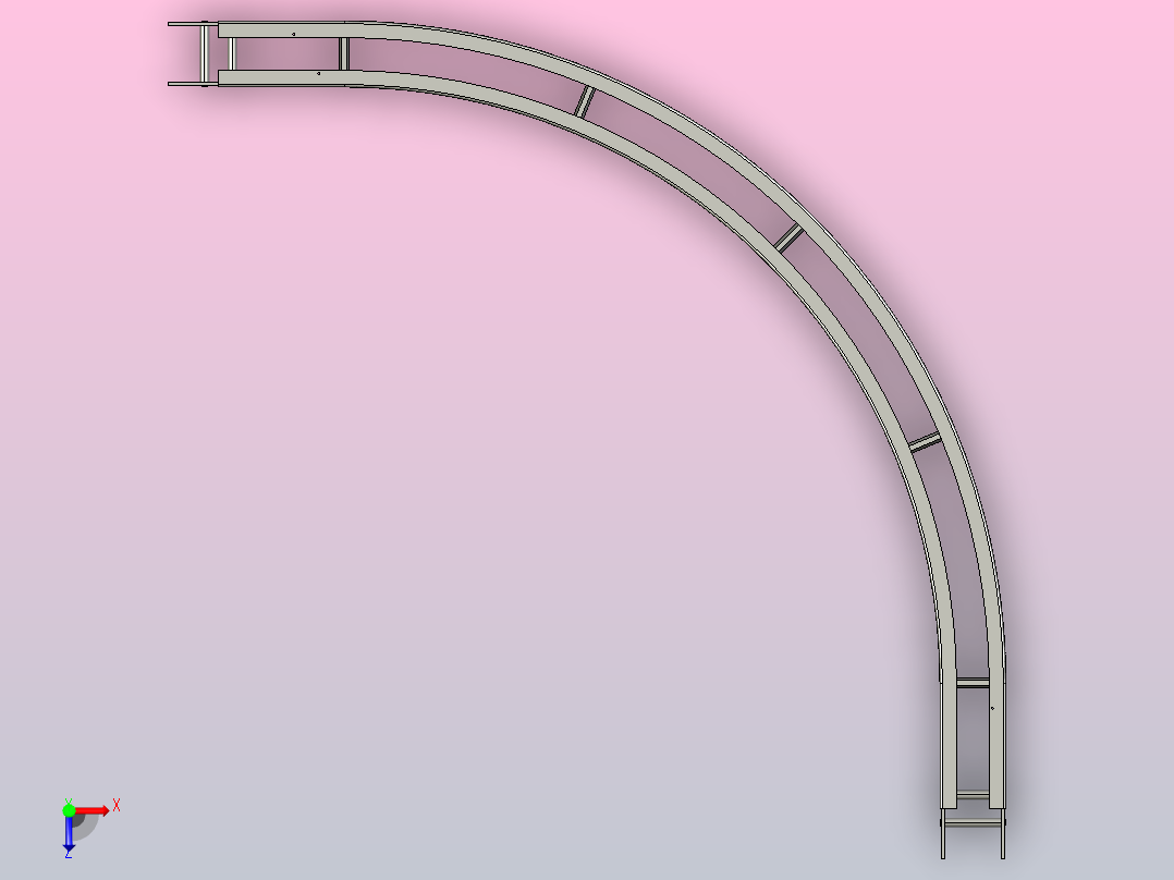 YHXBP90R1000-C1不锈钢水平普通弯头俯视图