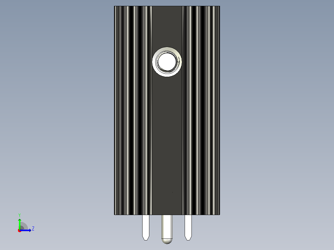 LM7806黑色散热器25 x 12 6 x 6 5 mm孔18 3mm销固定.stp左视图