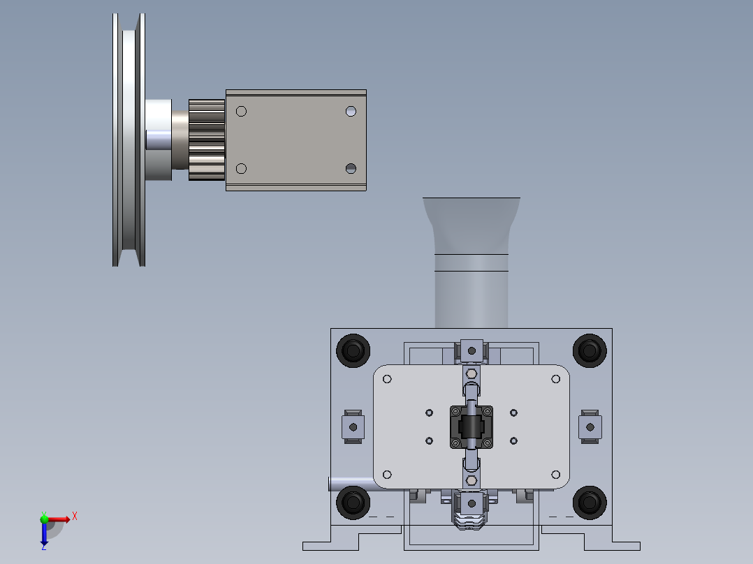 Trituradora塑料粉碎机3D数模图纸 Solidworks设计俯视图